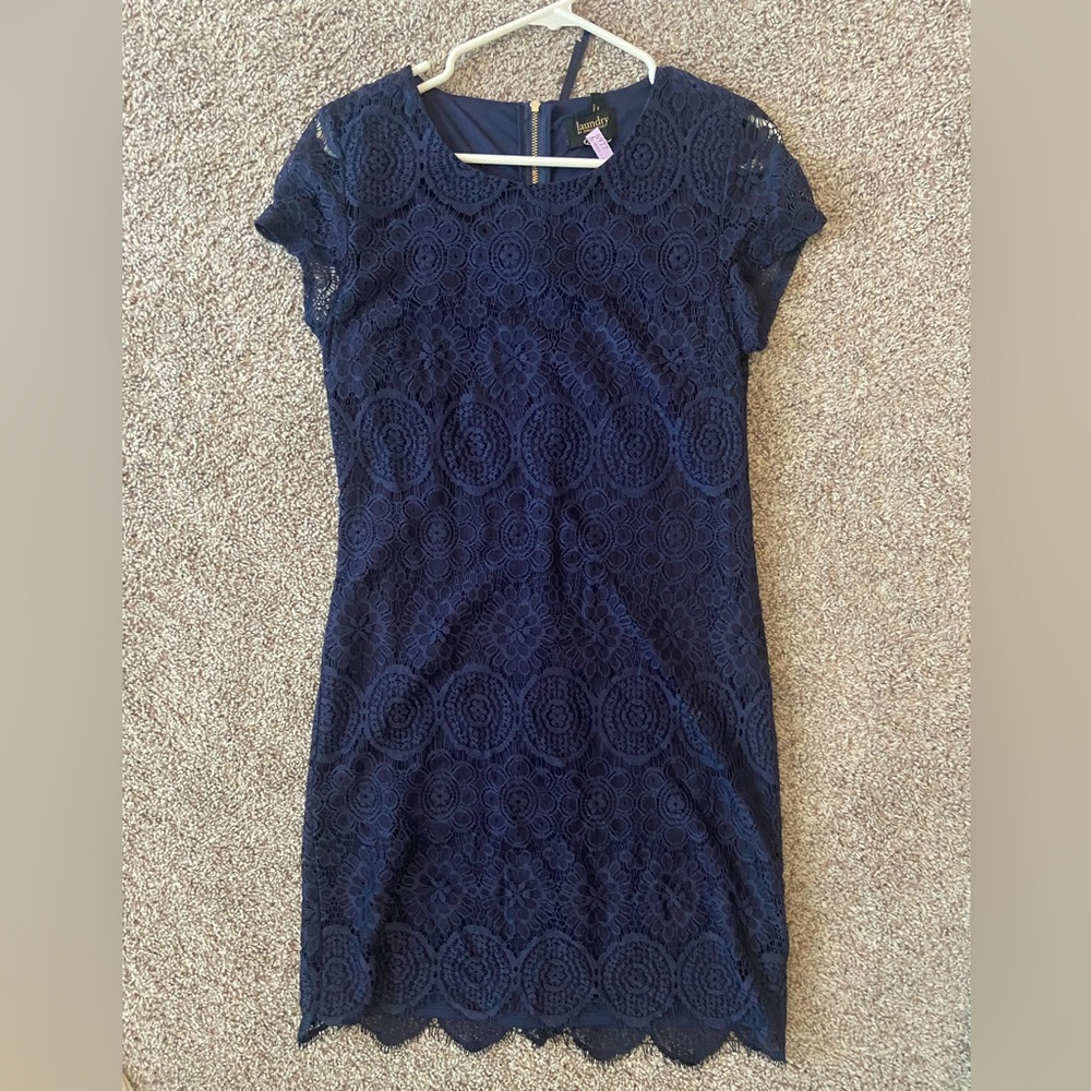 Laundry Navy Blue Lace Dress size medium